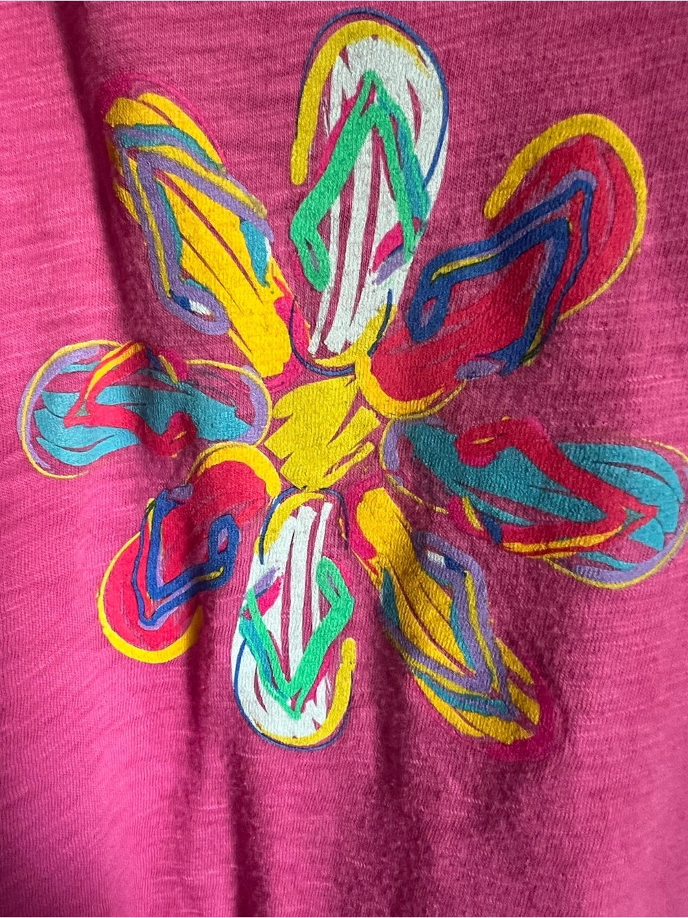 fresh produce women’s Short Sleeve Tee with Multicolor Flip-Flop Flower Graphic